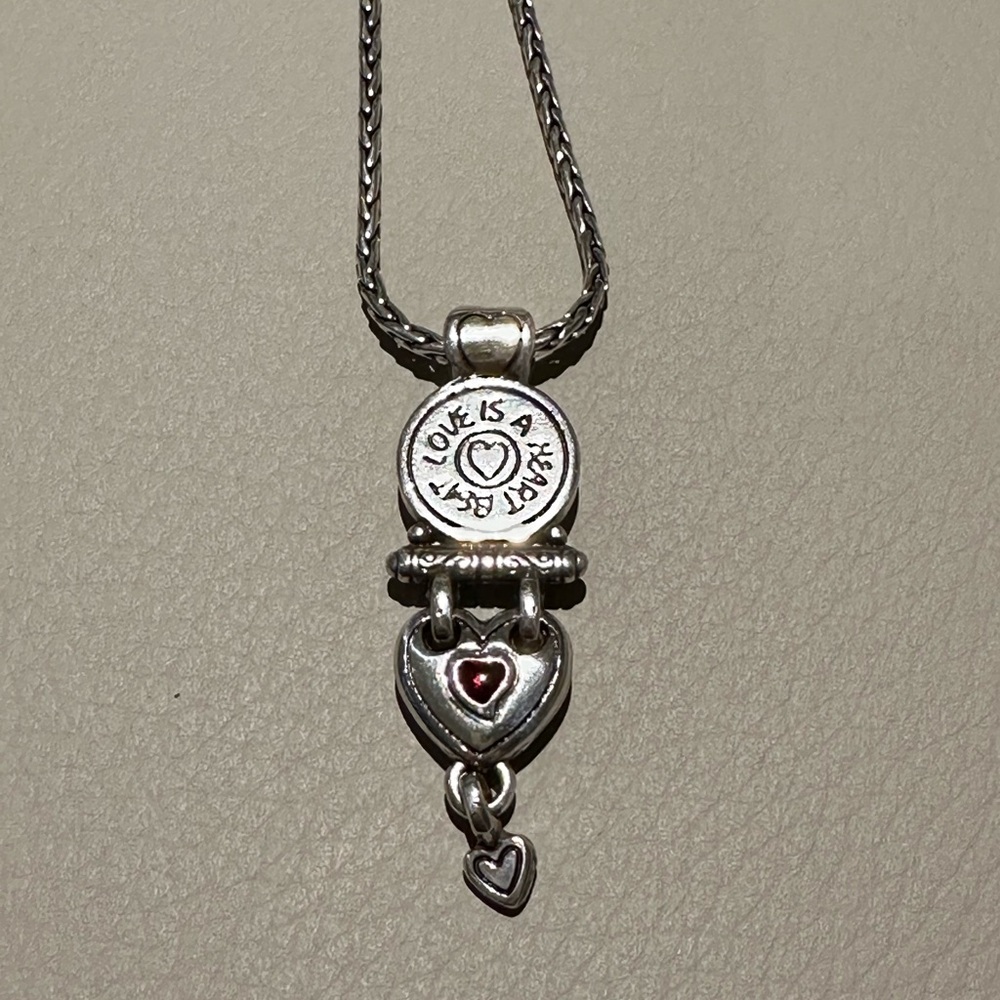 Brighton Love is a Heart Beat Silver and Red Heart Necklace - Picture 2 of 5